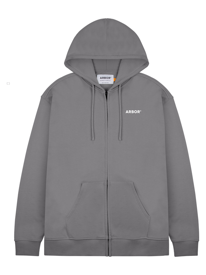 Arbor Mountain Craft Zipped Hooded Sweatshirt Hoody Fleece Light Grey