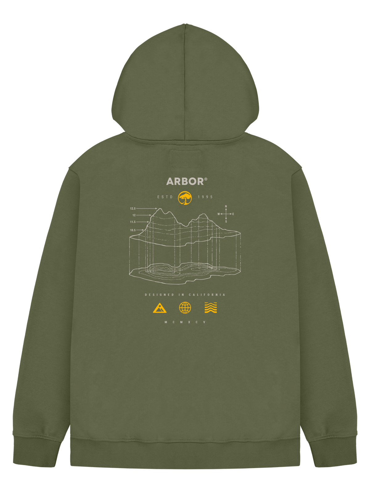 Arbor Coda Hooded Sweatshirt Hoody Fleece Army Green Graphic