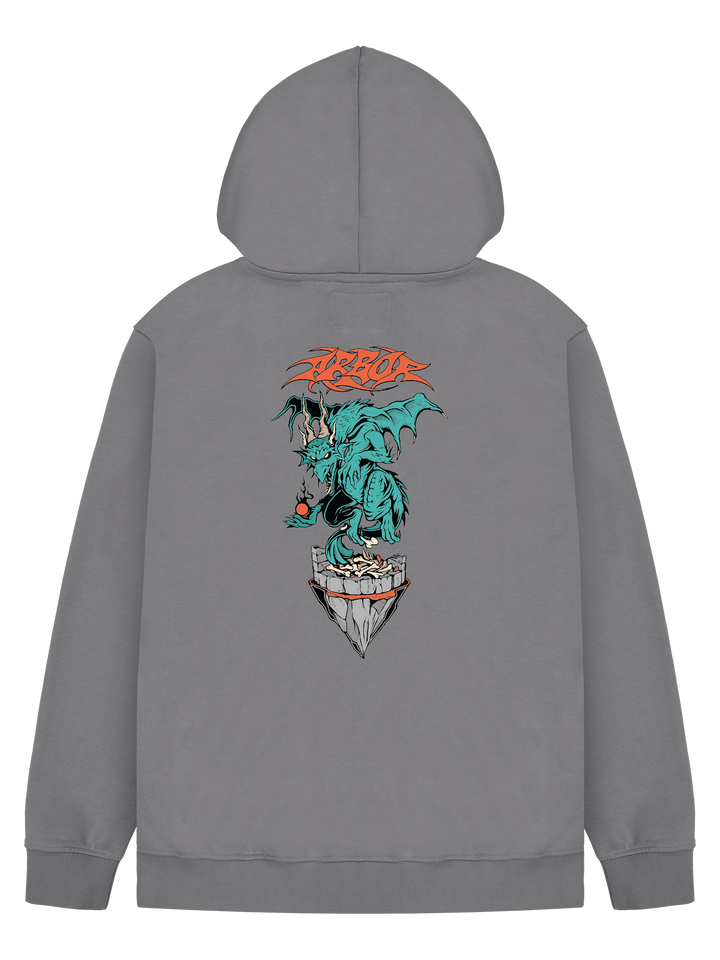 Arbor Beast Hooded Sweatshirt Hoody Fleece Light Grey Graphic