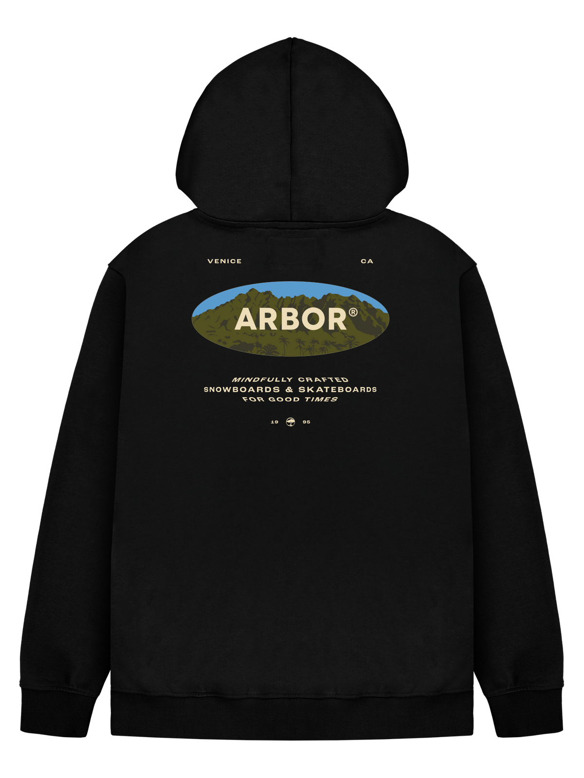 Arbor Mountain Craft Zipped Hooded Sweatshirt Hoody Fleece Black Graphic