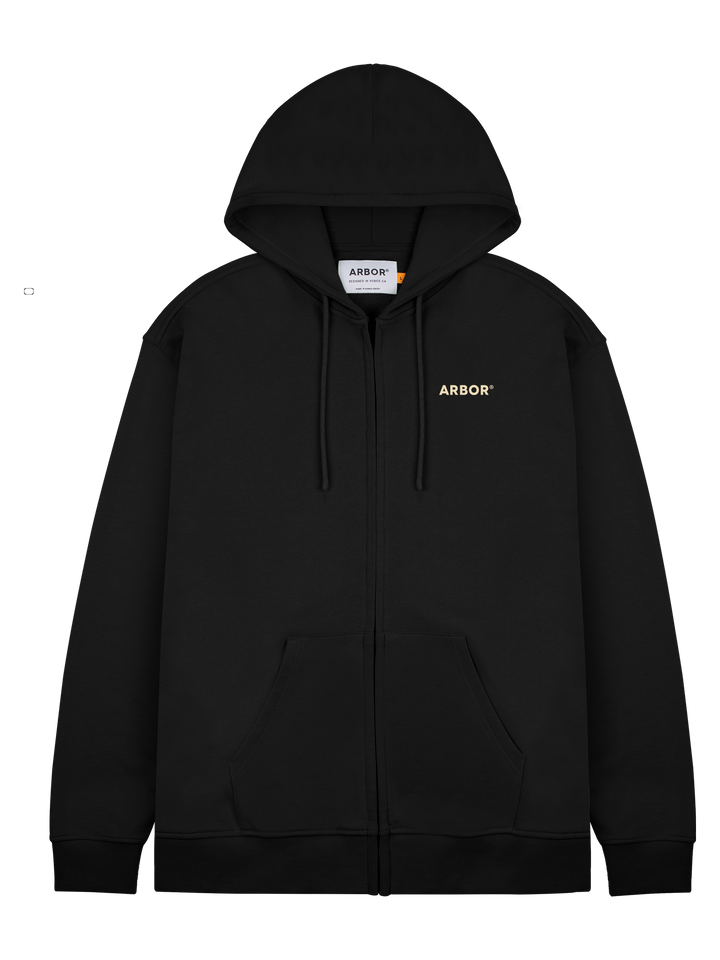 Arbor Mountain Craft Zipped Hooded Sweatshirt Hoody Fleece Black