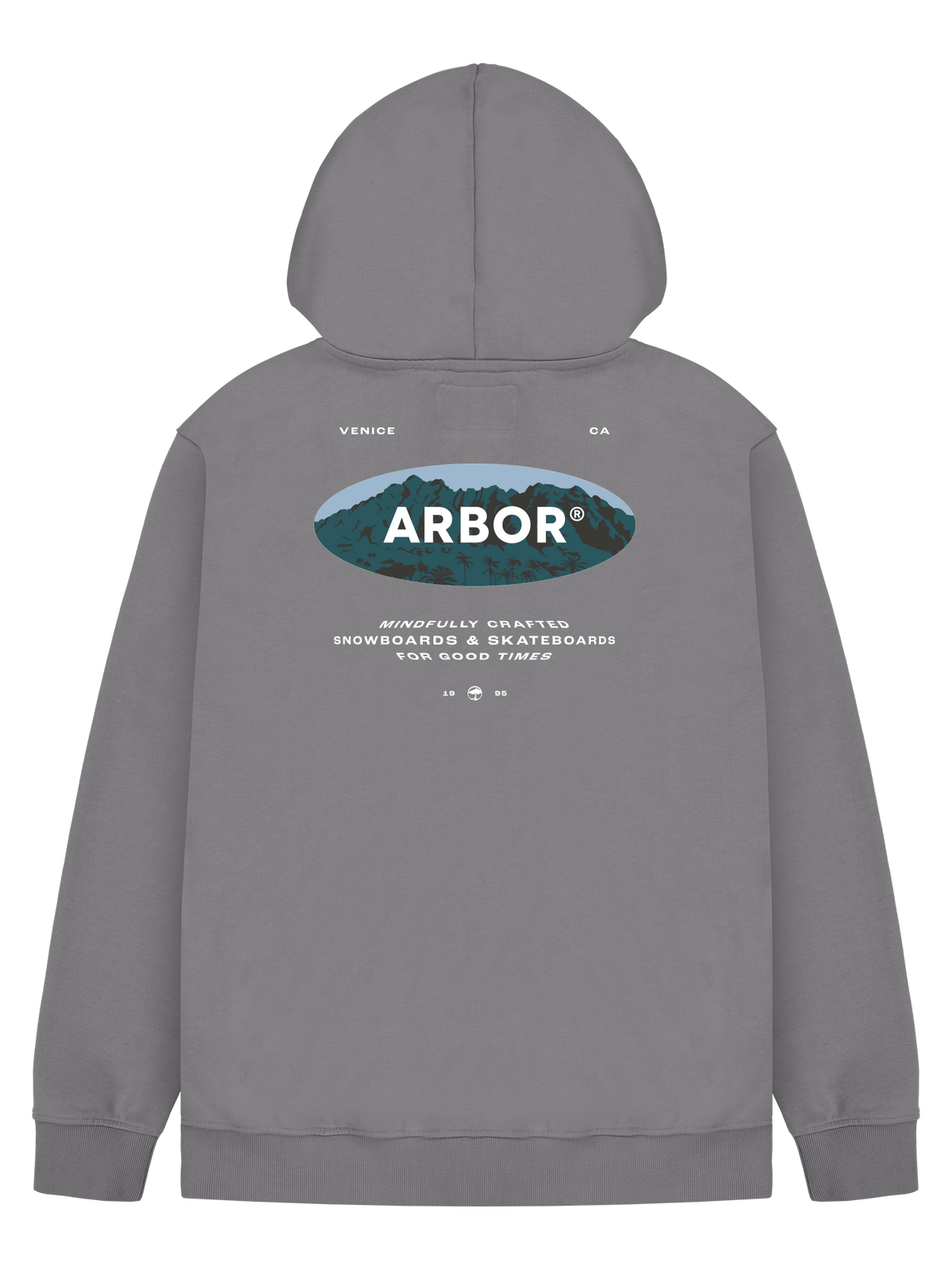 Arbor Mountain Craft Zipped Hooded Sweatshirt Hoody Fleece Light Grey Graphic